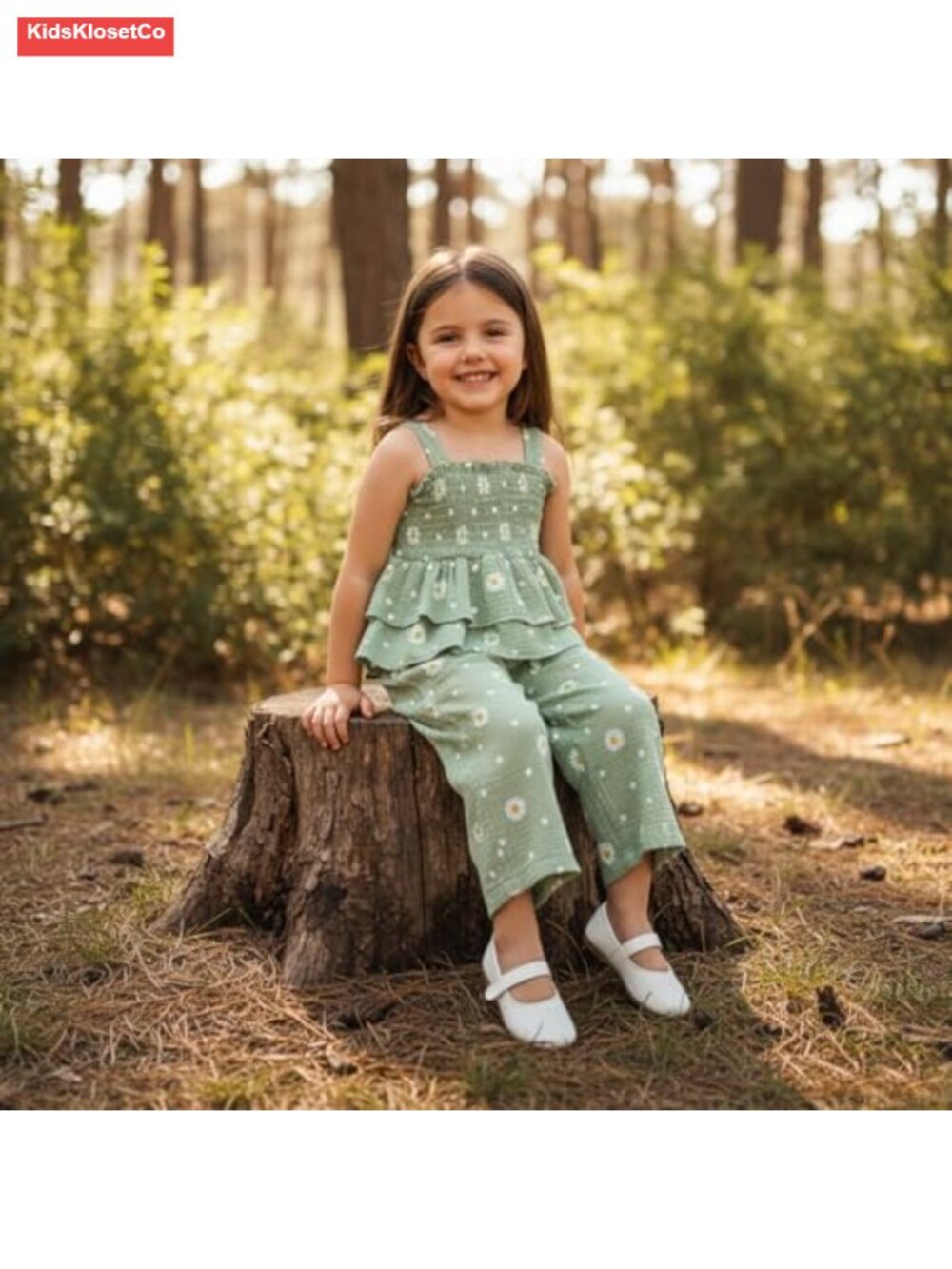 Toddler Girl Sleeveless Tank Top and Long Pants Set Two Piece Outfit - Picture 3 of 6